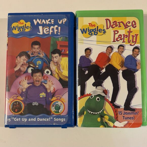 The Wiggles Dance Party & Wake Up Jeff Vintage VHS Cassette Tapes Y2K TV Shows - Picture 1 of 4